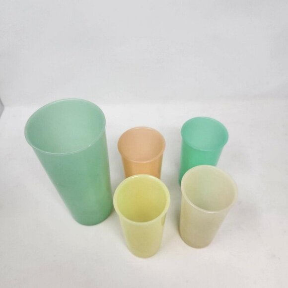 Tupperware Lot 1 #107 Cup 1954 4 #117 Tumblers 9oz Pastel Made in USA - Picture 3 of 10